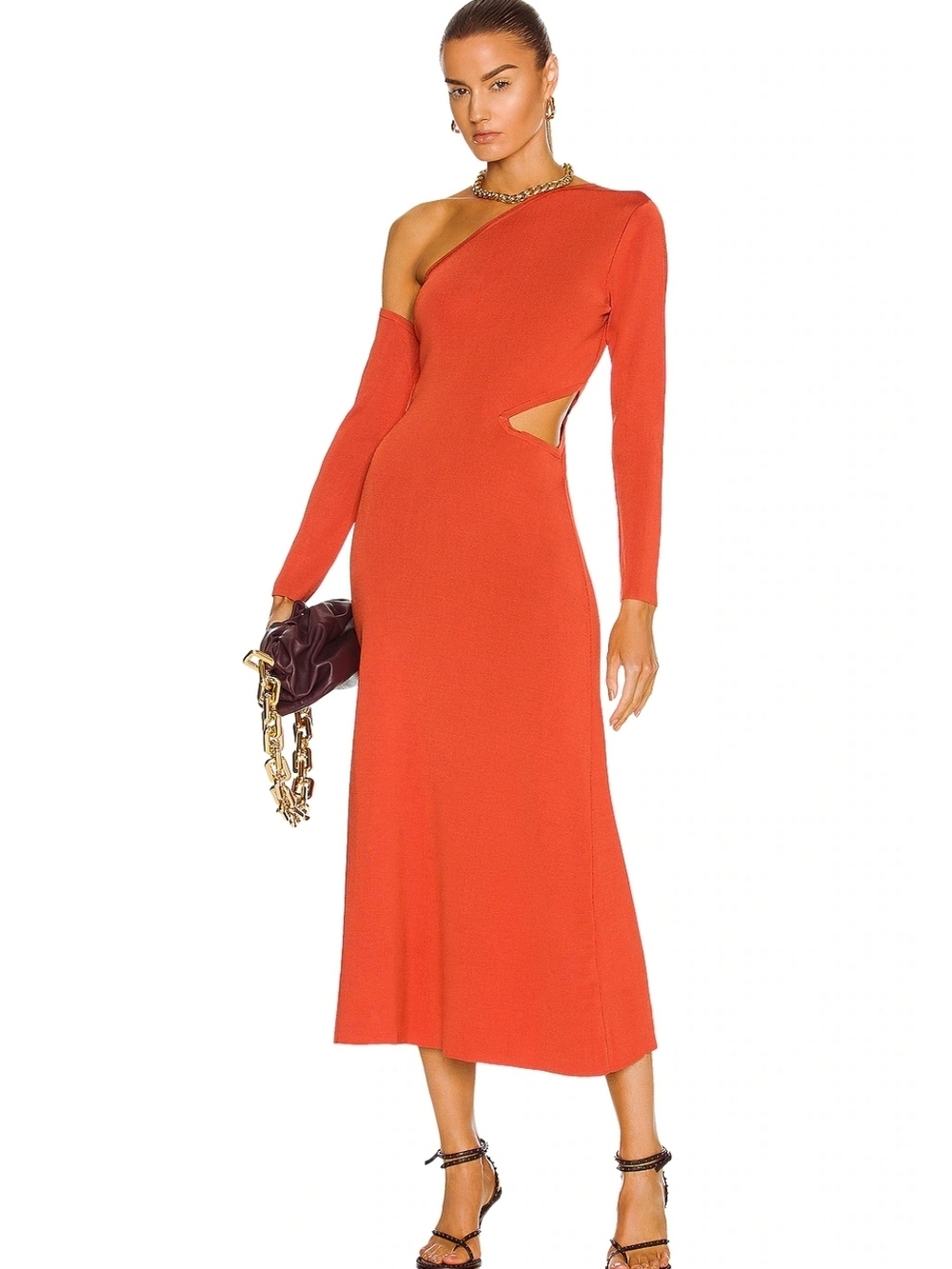 Cult Gaia ZORA One-Shoulder Dress Chili XS NWT